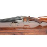 A HUNTER & SONS SIDE BY SIDE 12 BORE SHOTGUN, converted from a large bore rifle, with 28 1/4"