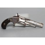 A SMITH & WESSON .32 RIMFIRE REVOLVER, the 3 1/2" barrel stamped with maker's name and address to