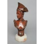 AFTER GEORGES VAN DER STRAETEN (Belgian 1856-1941), a bronze bust of a stylish young lady wearing