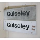 A 1970's B.R. station name board "Guiseley" 28 boards, black letters on white background, F