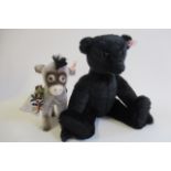 Two boxed Steiff items, comprising a 35cm black bear and a Donkey