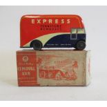 Chad Valley clockwork tinplate removal van Express Furniture Removals in red/blue, box F, model G-E