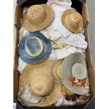 A quantity of dolls clothes and hats, including antique and quality pieces, as well as lace