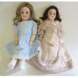 Two bisque head dolls, comprising an Ernst Heubach shoulder head doll, with blue glass fixed eyes,