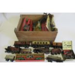 Playworn clockwork trains by Hornby, Bing and Bassett-Lowke, some damage, rusting, parts missing,