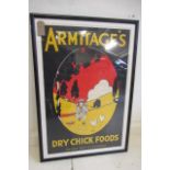 A 1930's framed cardboard advertising sign "Armitage's Dry Chick Foods", 32" x 22"