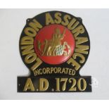 A pressed plated steel London Assurance plaque, 30cm x 25cm, G