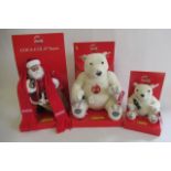 Three Steiff Coca-Cola edition bears, comprising a boxed Polar Bear Cub, a boxed Santa and a Polar