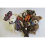 Four Steiff collector's teddies, comprising Hamish with certificate, Scrumpy with certificate, a 7
