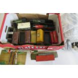 Unboxed postwar Hornby clockwork trains including Type 51 0-4-0 locomotive, M1 locomotive and