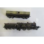 Scratch built clockwork Lancashire and Yorkshire type locomotive, some rusting paintwork poor, and a