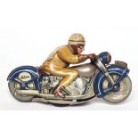 Schuco Moto-Drill 1006 motor biker, some minor rusting to petrol tank top, tin printing good