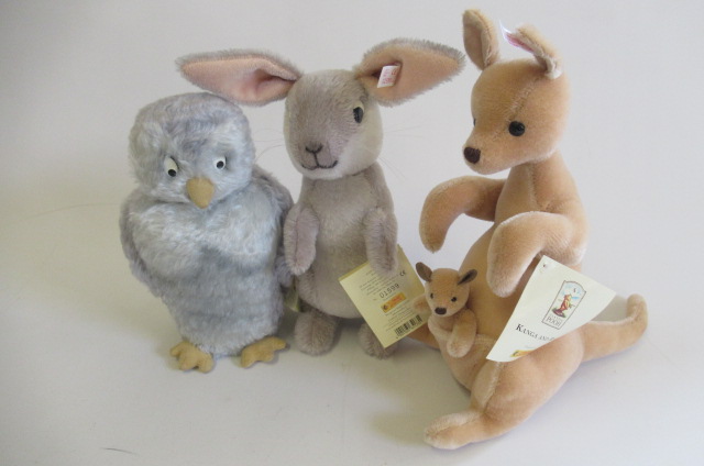 Seven Steiff Winnie the Pooh characters, comprising Owl, Kanga & Roo, Rabbit, Tigger, Eeyore, Piglet - Image 2 of 4