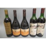 5 bottles of French red, comrpising 2 bottles Ch. De La Gardine, 1997, Chateauneuf du Pape, 2
