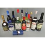 A box of mixed spirits & liqueurs, including 1 bottle Three Barrels rare old French brandy, 1