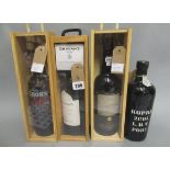 Three boxed bottles of port, comprising 20yr Red Crown Kings Port, 1998 Grahams Quinta do