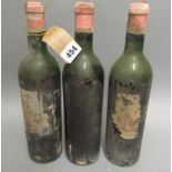 3 bottles Vieux Chateau Certan, 1964(?), grand cru classe