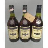3 bottles Martell 3 star cognac