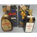 Two boxed bottles of whisky, comprising Red Hackle De Luxe and Bells 12yr old De Luxe