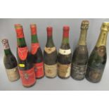 8 bottles comprising, 1 Paul de Lavigny champagne, 1 Lanson Black Label, 1 1969 Corton, J Thorin,