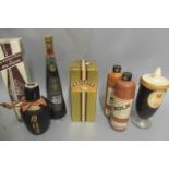 7 bottles of mixed spirits & liqueur, comprising 1 ceramic bottle Gekkeikan sake, 1 boxed Norfolk