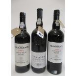 Three bottles of vintage port, comprising Grahams 1997, Grahams 2000 and Taylors 2000