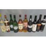 10 mixed bottles of spirits and liqueur, including Muy Fresco Sherry, 2 litre Croft original sherry,