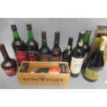 10 bottles of mixed alcohol, including 1 litre boxed Napoleon Brandy, 1 Dow's Christmas reserve
