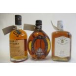 Three bottles of whisky, comprising one 15yr old Dimple Fine Old Original, one bottle Monkey