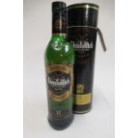 One bottle Glenfiddich 12yr old Special Reserve single malt whisky, tube