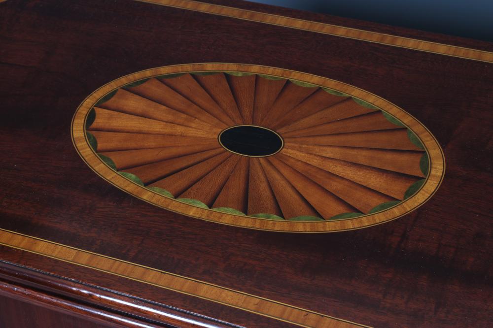 A GEORGIAN MAHOGANY FOLDING CARD TABLE, late 18th century, the moulded edged and satinwood banded - Image 2 of 4