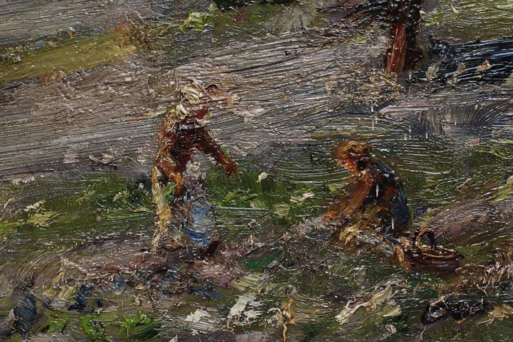 HERBERT F ROYLE (1870-1958), "Nesfield Wood Wharfedale", oil on canvas, signed, inscribed on - Image 2 of 5