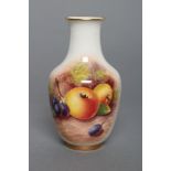 A ROYAL WORCESTER CHINA SMALL VASE, 1954, of baluster form, painted in colours by Maybury with a
