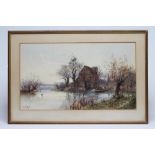 STUART LLOYD (1845-1959), "Houghton Mill on the Ouse", watercolour and pencil heightened with white,