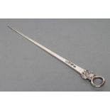 A GEORGE III MEAT SKEWER, maker probably John Lawler, London 1774, the loop handle with escallop