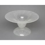 A MURANO WHITE LATTICINO GLASS PEDESTAL BOWL, mid 20th century, of circular form with wide everted