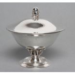 A GEORG JENSEN "LOUVRE" TYPE SMALL BOWL AND COVER, stamped 9255, assay master Christian F. Heise