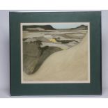 JOHN BRUNSDEN (1933-2004), "View Towards Beachy Head", coloured etching, signed and inscribed in