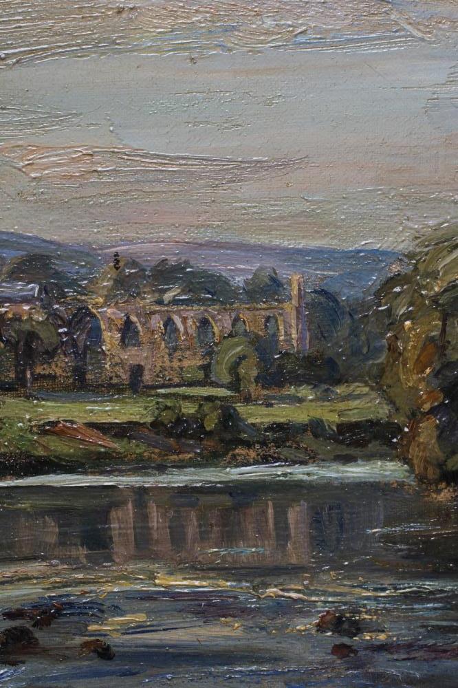 HERBERT F ROYLE (1870-1958), "On The Wharfe Bolton", oil on canvas, signed, inscribed on - Image 5 of 7