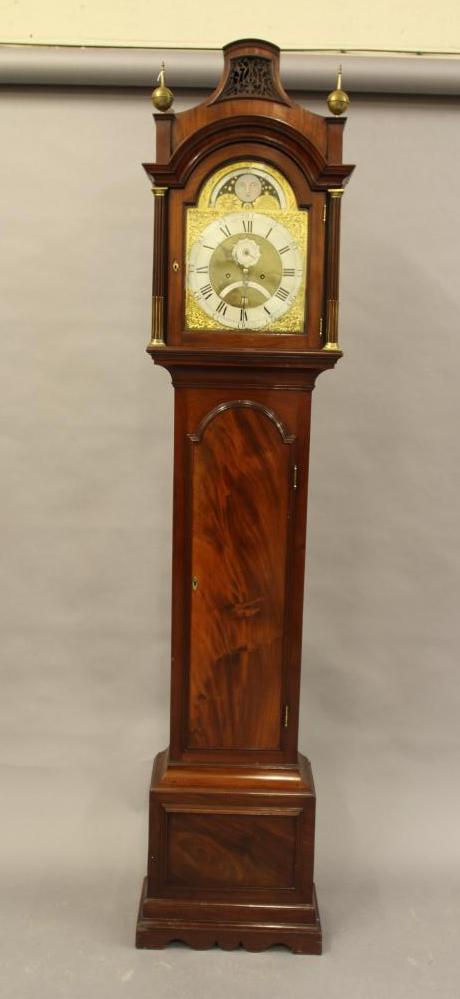 A MAHOGANY LONGCASE signed Grinnard High Holborn, No 12, the eight day movement with anchor