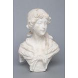 AN ALABASTER BUST OF A YOUNG WOMAN, 19th century, unsigned, 10 3/4" high (Est. plus 21% premium inc.