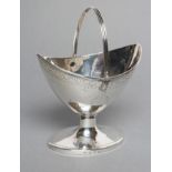 A GEORGE III SCOTTISH SUGAR BASKET, maker Alexander Spence, Edinburgh 1789, of eliptical form with