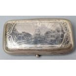 A RUSSIAN SILVER CIGAR BOX, 84 standard, 1886, Kazan?, of plain rounded oblong form, the cover