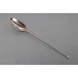 A LARGE PRICKET SPOON, maker probably William Wooler, London 1764, of typical form with arrow head
