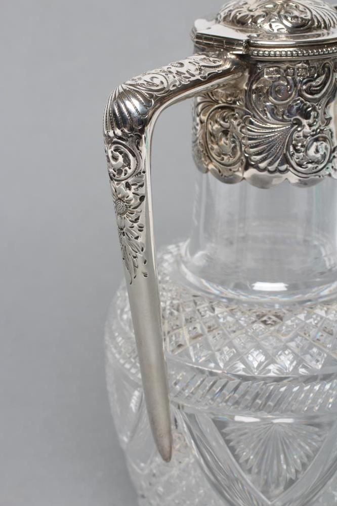 A LATE VICTORIAN GLASS CLARET JUG, maker Atkin Bros., Sheffield 1892, of baluster form with slice, - Image 2 of 4