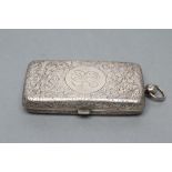 A LATE VICTORIAN SILVER STAMP, SOVEREIGN AND CIGAR CASE, maker Saunders & Shepherd, Birmingham 1897,