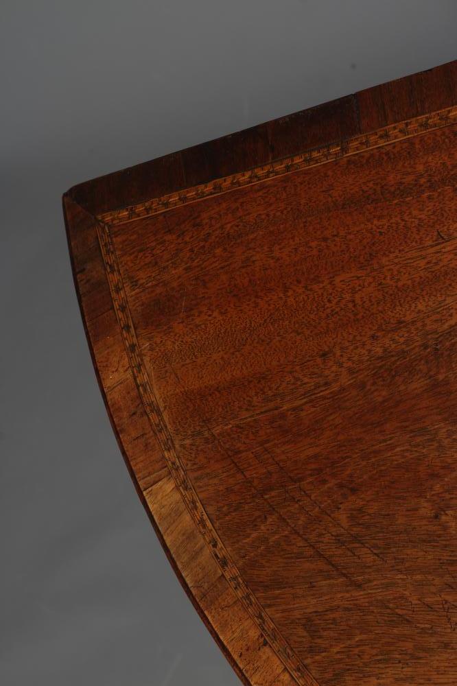 A GEORGIAN MAHOGANY FOLDING TEA TABLE, late 18th century, of demi lune form, the moulded edged and - Image 2 of 4