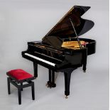 A YAMAHA X MODEL G5 GRAND PIANO, No.1953342, modern, in ebonised case with shaped solid music stand,