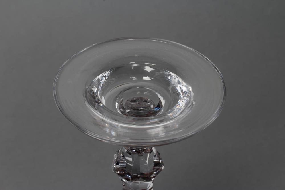 A SWEETMEAT GLASS, late 18th century, the panel cut wide ogee bowl on central knopped faceted stem - Image 4 of 4