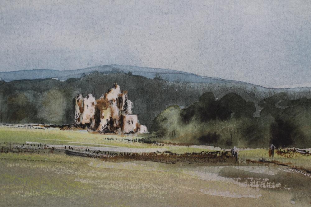 BRIAN IRVING (1931-2013), View of Barden Tower, North Yorkshire, watercolour and pen, signed, 8 1/2" - Image 3 of 4